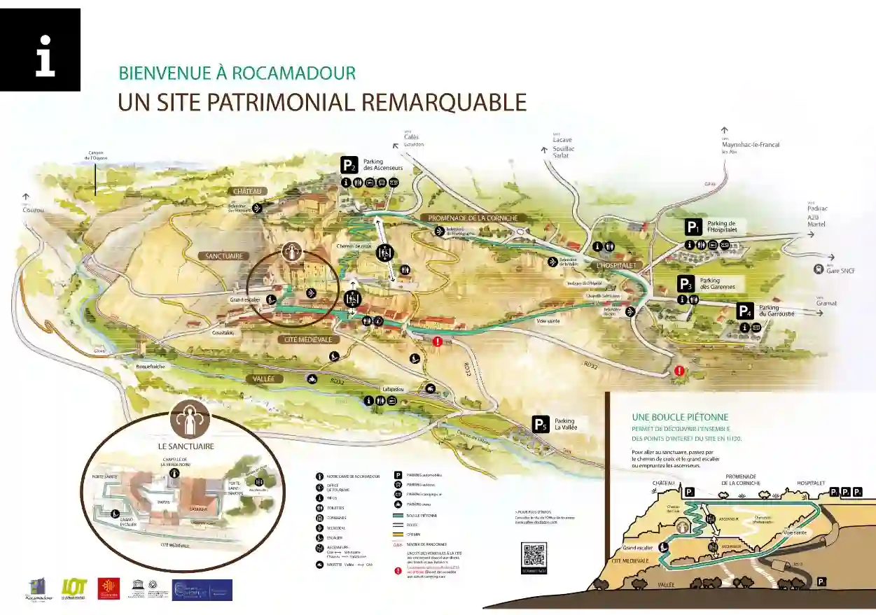 Carte des parkings à Rocamadour
